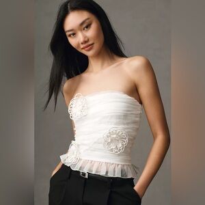 Anthropologie Let Me Be 3D Floral Tube Top • Size XL • NWT